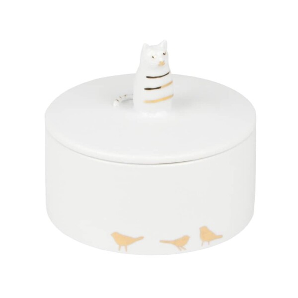 Räder Porcelánová úložná dóza Cat, bílá barva, porcelán
