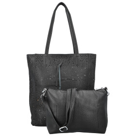 Módní dámský koženkový set kabelek Safira, černý