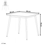 Stůl jídelní 80x80 cm, keramická deska šedý mramor, černé kovové nohy