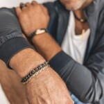 Korálkový náramek Jacob - 6 mm přírodní onyx, etno styl, Černá 21 cm
