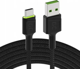 Green Cell GC Ray zelená / Kabel USB-A - USB-C / 2 m / podsvícený / Quick Charge 3.0 (KABGC13)