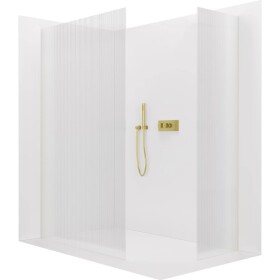 CERANO Sprchová zástěna Walk-in Crystal T L/P - 8 mm - bezvzpěrový systém - zlatá, rýhované sklo - 160x160x200 cm