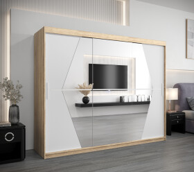 Šatní skříň Abi Bo Barva korpusu: Dub Sonoma, Rozměry: 250 cm, Dveře: Bílá