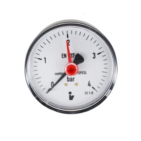MEREO - Klum Tlakoměr 63 mm, 0 - 4bar, zadní vývod 1/4" PR3019