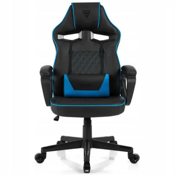 SENSE7 Knight černo-modrá / Herní židle / umělá kůže / nastavitelná / pojezdová kolečka / nosnost 120 kg (5907783039713)