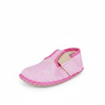 Barefoot dívčí přezůvky Pegres, BF01 textil, růžová - 28