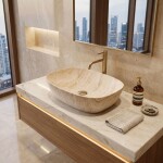 REA - Umyvadlo na desku Freja - Travertine Matt REA-U6689