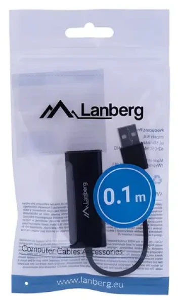 Lanberg NC-0100-01 černá / Síťový adaptér / USB-A / RJ-45 / 10 Gbit/s (NC-0100-01)