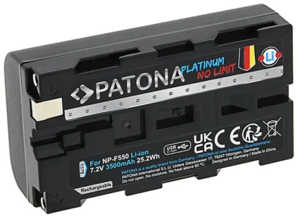 PATONA baterie pro foto Sony NP-F550/F330/F750 3500mAh / Li-Ion / Platinum / USB-C nabíjení (PT1375)