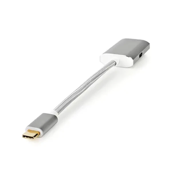 Nedis USB-C - DisplayPort a USB-C stříbrná / Adaptér / USB 3.2 Gen 1 / PD / 4K 60Hz / 0,2 m / Opletený (CCTB64480AL02)