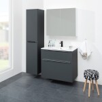 Mereo Mailo, koupelnová skříňka s keramickým umyvadlem 81 cm, antracit, elox AL madlo CN531A