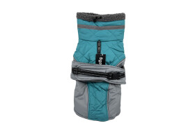 Kairo zimní bunda pro psa s kožichem Barva: Tyrkysová, Délka zad (cm): 34, Obvod hrudníku: 38 - 48 cm