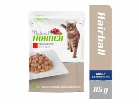 Natural Trainer Cat Adult HAIRBALL hovězí 85 g / Kapsička pro kočky (8059149257266)