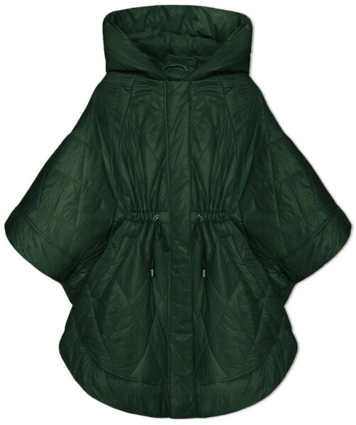 Tmavě zelená bunda typu pončo (P3-6911-33) odstíny zelené XXL (44)