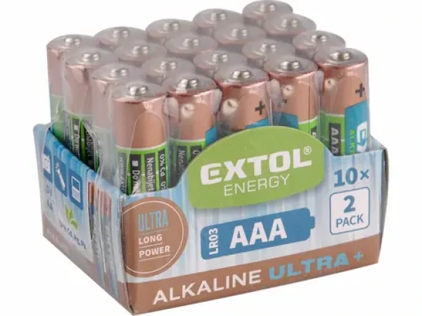 EXTOL-ENERGY Baterie alkalické ULTRA+ 1.5V AA (LR6) 20ks (EX42013)