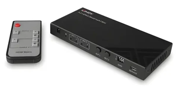 Lindy 2x2 8K60 Matrix HDMI černý / Přepínač / EDID management / dálkové ovládání / HDCP 2.3 (38313)