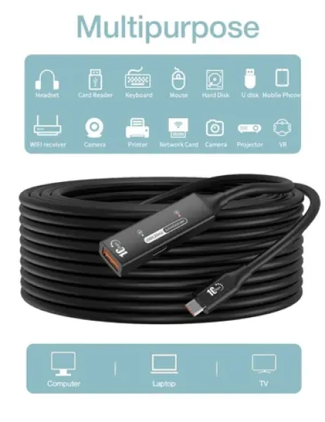 PremiumCord USB-C/USB-A repeater 7m / Prodlužovací kabel / USB 3.2 Gen 2 / 10 Gbit/s / aktivní (ku3rep7bl)