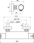 RAVAK - Termo Termostatická sprchová baterie Termo 200, TE 072.00/150, chrom X070051