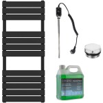 CERANO - Koupelnový elektrický radiátorový set Claude - 600W - černá matná - 1200x500 mm CER-680554
