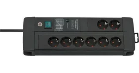 Brennenstuhl Premium-Line černá / Prodlužovací kabel / 8x zásuvka / 3 m / vypínač / přepěťová ochrana 60 000 A (1256000698)