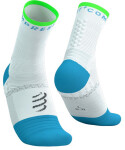 Kompresní běžecké ponožky Compressport Pro Marathon Socks V2.0 - White/Norse Blue/Neon Green Velikost: EU 39-41