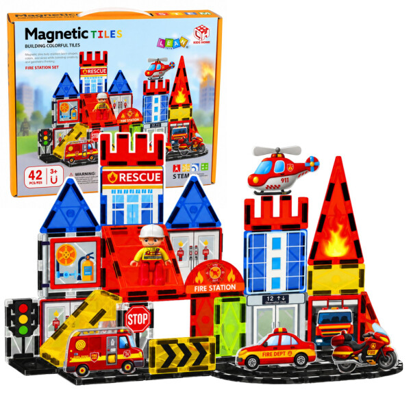 Mamido Magnetická stavebnice Hasičská základna 42 dílků