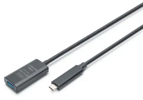 Digitus USB-C - USB-A černá / Prodlužovací kabel / Aktivní / USB 3.2 Gen2 10 Gbps / 5 m (DA-73113)