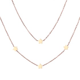 Dvojitý ocelový náhrdelník Dolores - hvězdy, chirurgická ocel, Zlatá 46 cm + 5 cm (prodloužení)