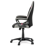 Kancelářská a herní židle, potah růžová, šedá a černá látka, houpací mechanismus