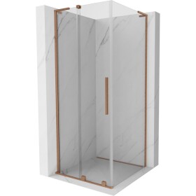 MEXEN/S - Velar L sprchový kout, posuvné dveře 110 x 110, transparent, měď kartáčovaná 871-110-110-03-65