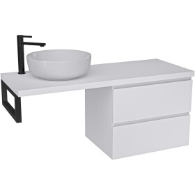 CERANO Koupelnová skříňka Carole - bílá matná + deska pod umyvadlo Navira Pro - 36 mm + konzole černá - 120x46x51,6 cm