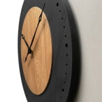 DumDekorace Nástěnné hodiny BLACK&amp;OAK 2 XXL 75 cm z dubového dřeva s tichým mechanismem
