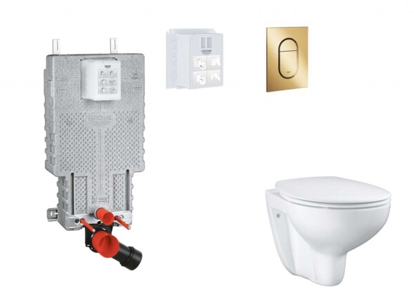 GROHE - Uniset Set předstěnové instalace, klozetu, sedátka SoftClose a tlačítka Arena Cosmopolitan S, Cool Sunrise SANI15BB4105