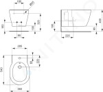 IDEAL STANDARD - Connect Závěsný bidet, 360x540x300 mm, s Ideal Plus, bílá E7126MA