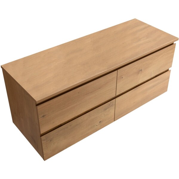 CERANO Koupelnová skříňka Carole + deska pod umyvadlo Navira Slim - 18 mm - dub medový - 140x49,8x46 cm