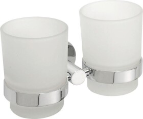 SAPHO - X-ROUND dvojitý držák skleniček, mléčné sklo, chrom XR902