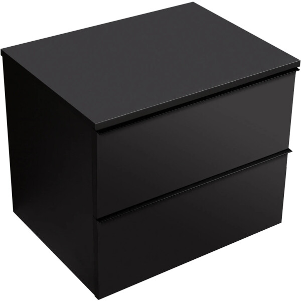 CERANO - Koupelnová skříňka Velora - černá matná, úchytka černá + deska pod umyvadlo Navira Slim - 18 mm - 60x54,8x46,5 CER-664762