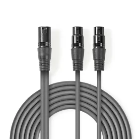 Nedis Vyvážený Audio kabel XLR 3pinový (M) - 2x XLR 3pinová (F) 1.50 m tmavě šedá (COTH15025GY15)