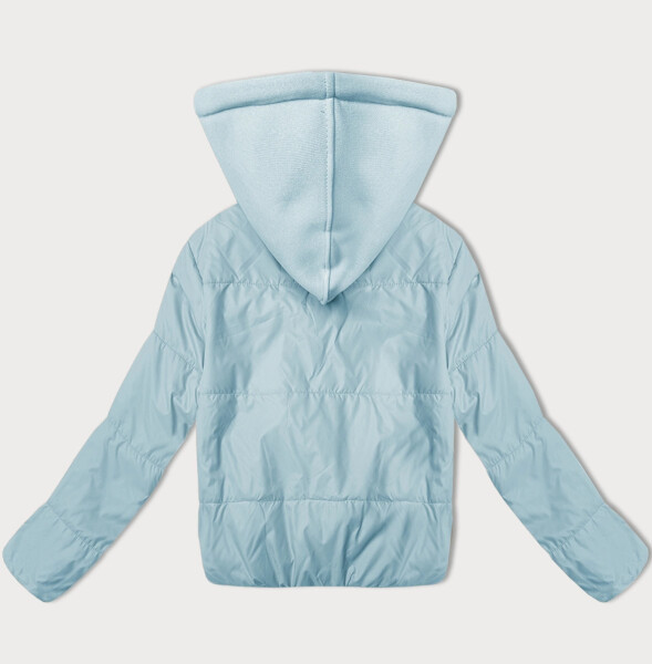 Světle modrá krátká dámská bunda s teplákovou kapucí J Style (16M9236-240) odstíny modré S (36)