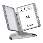 Djois pultový plastový stojan Design s rámečky, 10 rámečků s kapsami A4, stojan šedý, rámečky šedé, 1 set