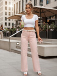 Dámské džíny s vysokým pasem a širokými nohavicemi růžové FashionStreet UY2966 s42