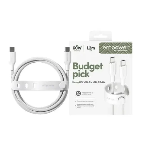 PanzerGlass empower 60W USB-C to USB-C Cable USB 2.0 1.2M bílá (198237)