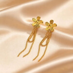 Náušnice s květinovým motivem Suzanne - chirurgická ocel, Zlatá