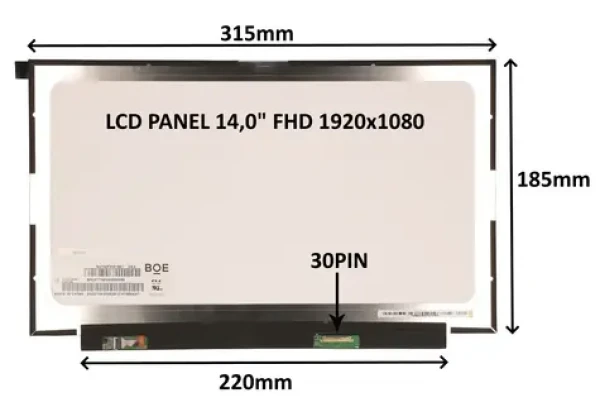 SIL LCD panel 14,0" FHD matný IPS / LCD panel pro notebook / 1920x1080 / 30 pin / bez úchytů (77042065)