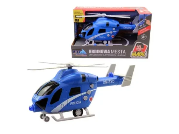MaDe 25565 - Vrtulník policejní SK na setrvačník na baterie se světlem a zvukem 20 cm