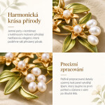 Elegantní květinová brož s bílými perlami, Zelená Bílá