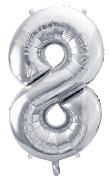 Balónek fóliový narozeniny číslo 8 stříbrný 72 cm Balónek fóliový narozeniny číslo 8 stříbrný 72 cm