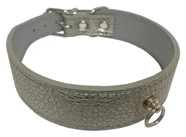 Huhubamboo Metal obojek titanový M / Obojek pro psy / 28 mm x 30-35 cm / Hovězí kůže (355465)