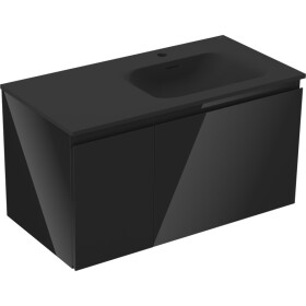 MEXEN/S - Orio koupelnová skříňka 90 cm s umyvadlem Vela pravá, 1S, 1D, černá lesk/černá mat 91A13-09047-3-BBFF70-W23P71