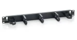 Equip 19" černá / Vyvazovací panel / 1U / 5x plastová úchytka / ocel, plast (327311)